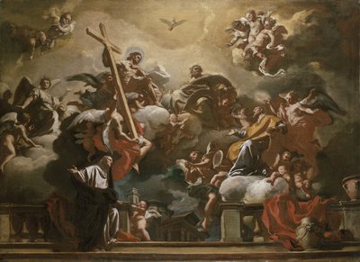 Vision der Dreifaltigkeit mit den Heiligen Philipp Neri und Francesca Romana, 18. Jahrhundert von Francesco Solimena